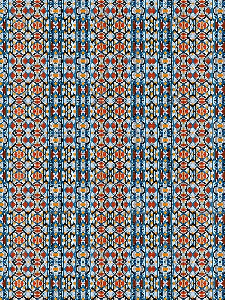 Tribal style abstract pattern in blue, black and red by jeanyun48