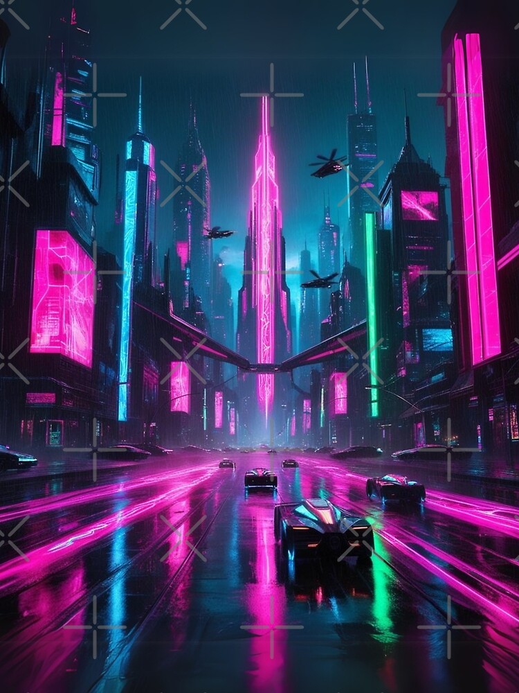 Cyberpunk Cityscape - Neon Future Vibes by KaminnoArt