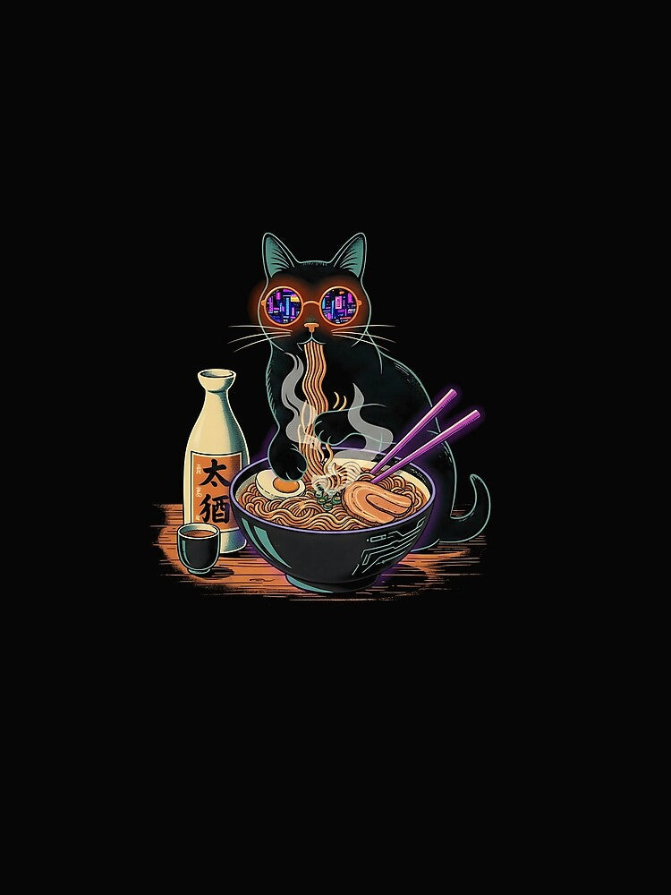 Vintage Japanese Cat Ramen Cat Dad Retro Funny Graphic Women by TalalosART