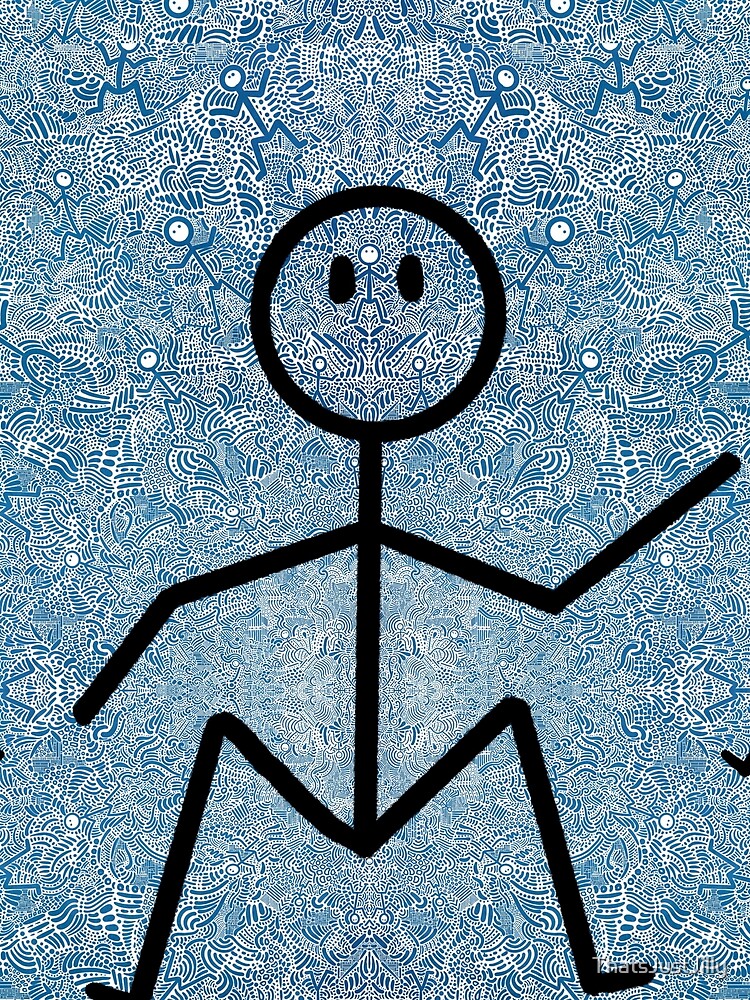 Blue And White Abstract Dancing Men Stick Figure Pattern by ThatsJustJilly