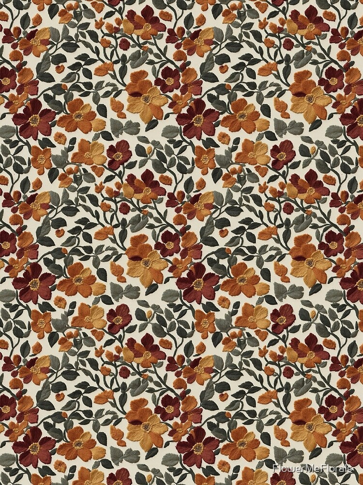 Floral Autumn Melody Faux Embroidery by FlowerMeFlorals