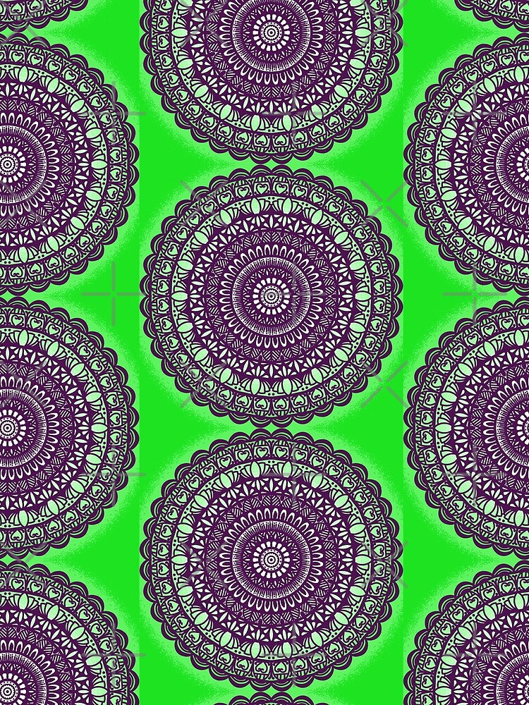 Green Flower of Life traditional ethnic sacred geometry mandala by DivineMandala