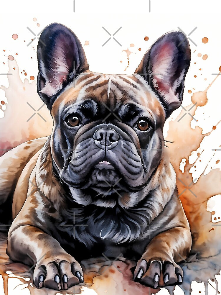 Watercolor picture of a French Bulldog by Petalandfur