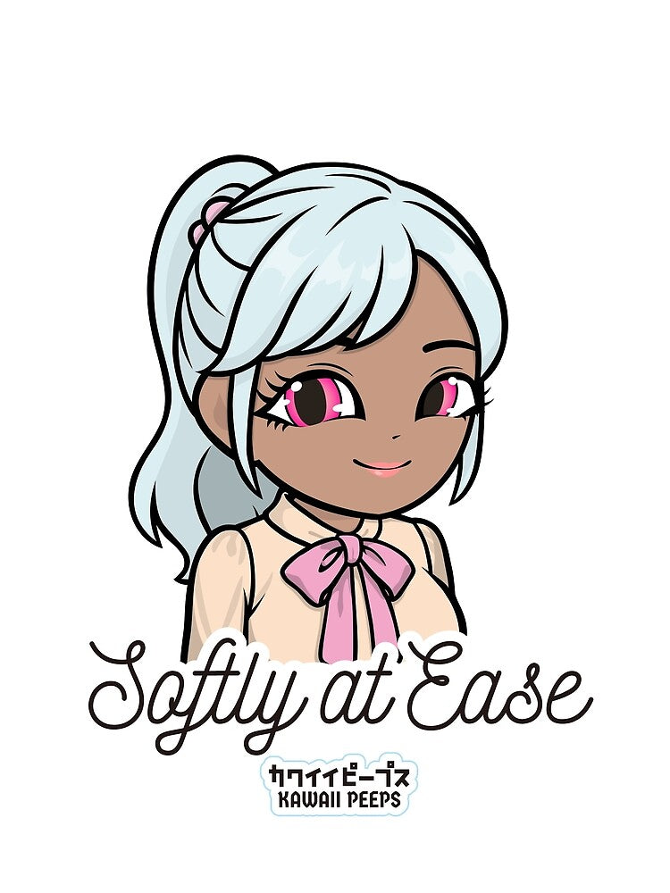 Pastel Power Crew Softly at Ease – Pastel Kawaii Soft Girl Self Care Quote Design by P-L-Sardines
