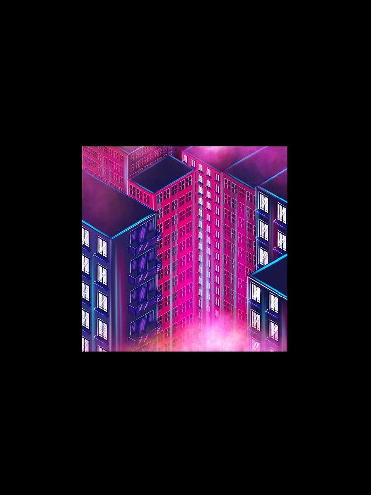 Neon skyscrapers. Neon city.Neon illuminated houses.Cyberpunk and neon by Anhen-new-style