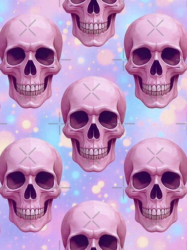 ✨ Pink Halo Skulls – Cute & Creepy Pattern ✨ by Alquimia Lunar