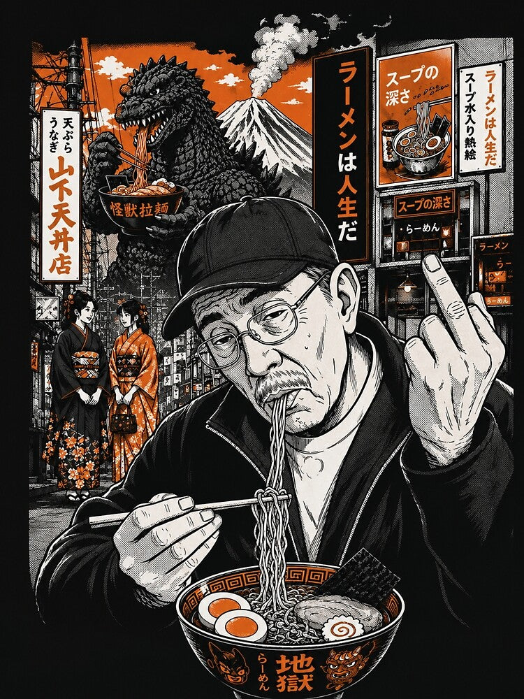 Ramen Kaiju Street – Vintage Manga Noodle Monster Tee by zumerdiego