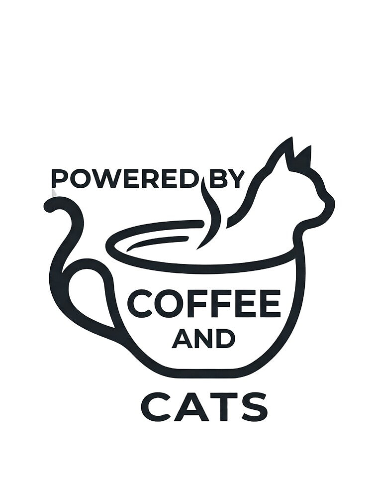 Powered By Coffee and Cats - Minimalist Cute Cat Lover Design by mimouna00