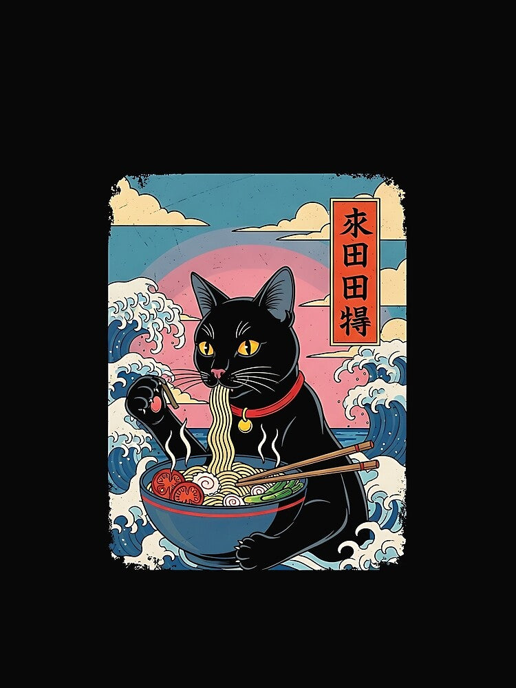 Ramen Noodles Cat Japan Y2K Kawaii Retro Cats Manga Anime by cawtoon