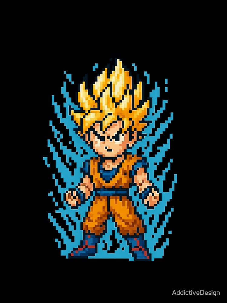 Pixel Super Fighter — Retro Anime Power-Up Pixel Art Design by AddictiveDesign