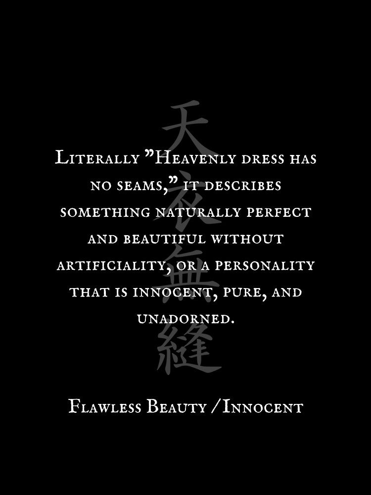 天衣無縫 (Ten-i-Muho) - Flawless Beauty / Innocent | Japanese Kanji Art 2 by KANJI T-SHIRT SHOP