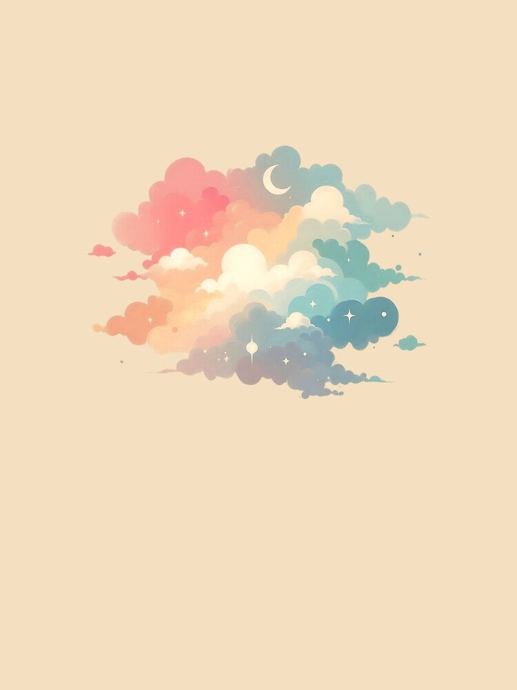 Pastel Cloudscape with Crescent Moon by 123Rainbow