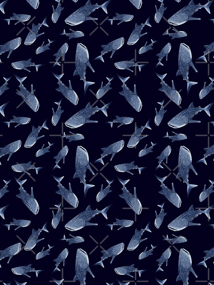 WHALE SHARK PATTERN-navy blue by BEATRIZ ABAITUA