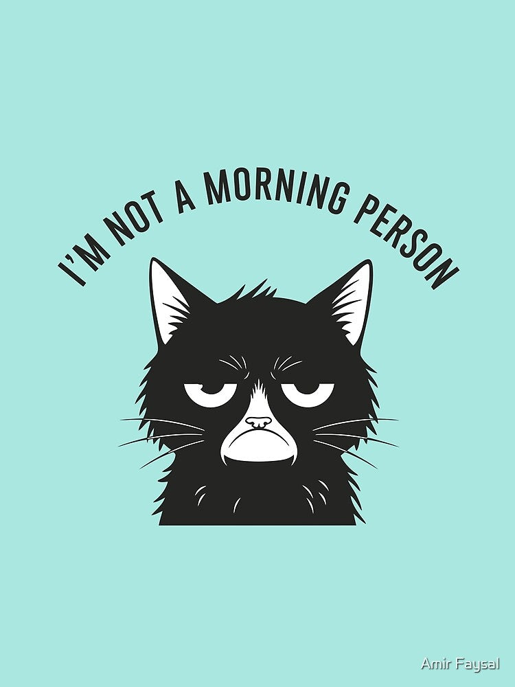 Grumpy Black Cat Not A Morning Person by Amir Faysal