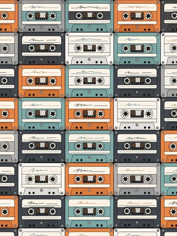 Cassette Tape Patterns | Retro Mixtape Shell Grid Art by NominalSystems