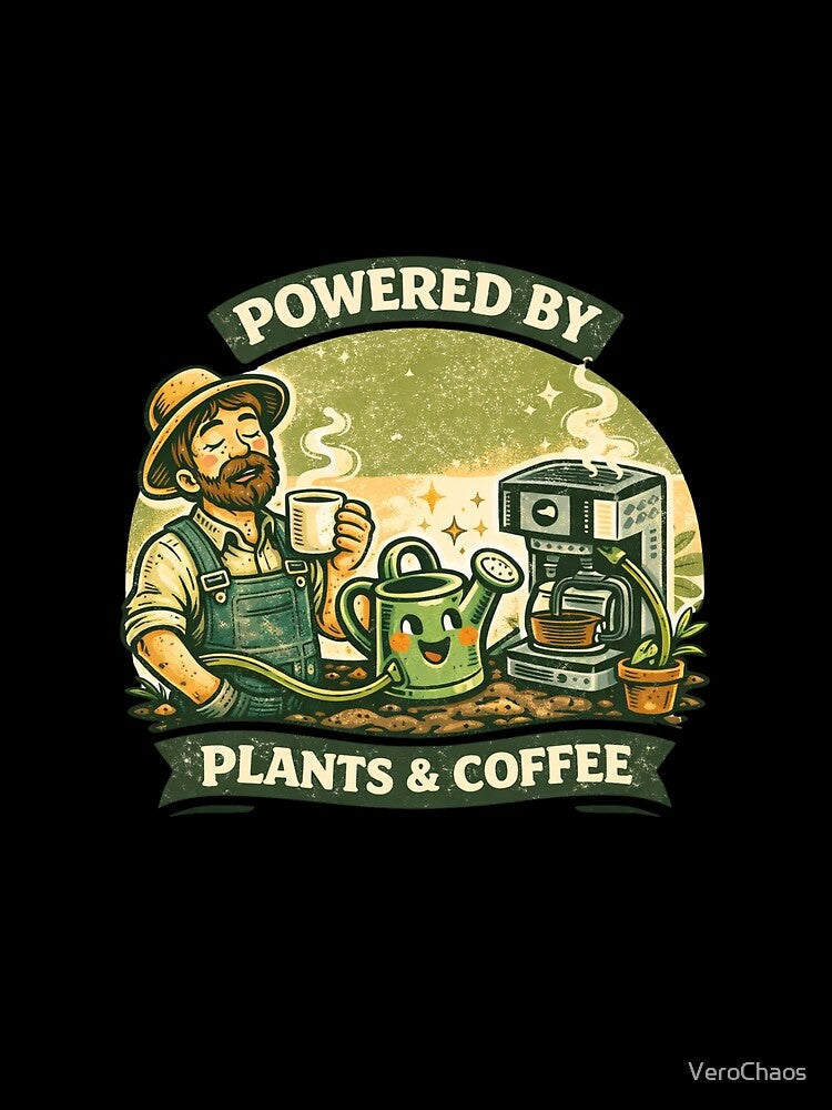 Powered by Plants & Coffee - Funny Retro Gardener by VeroChaos