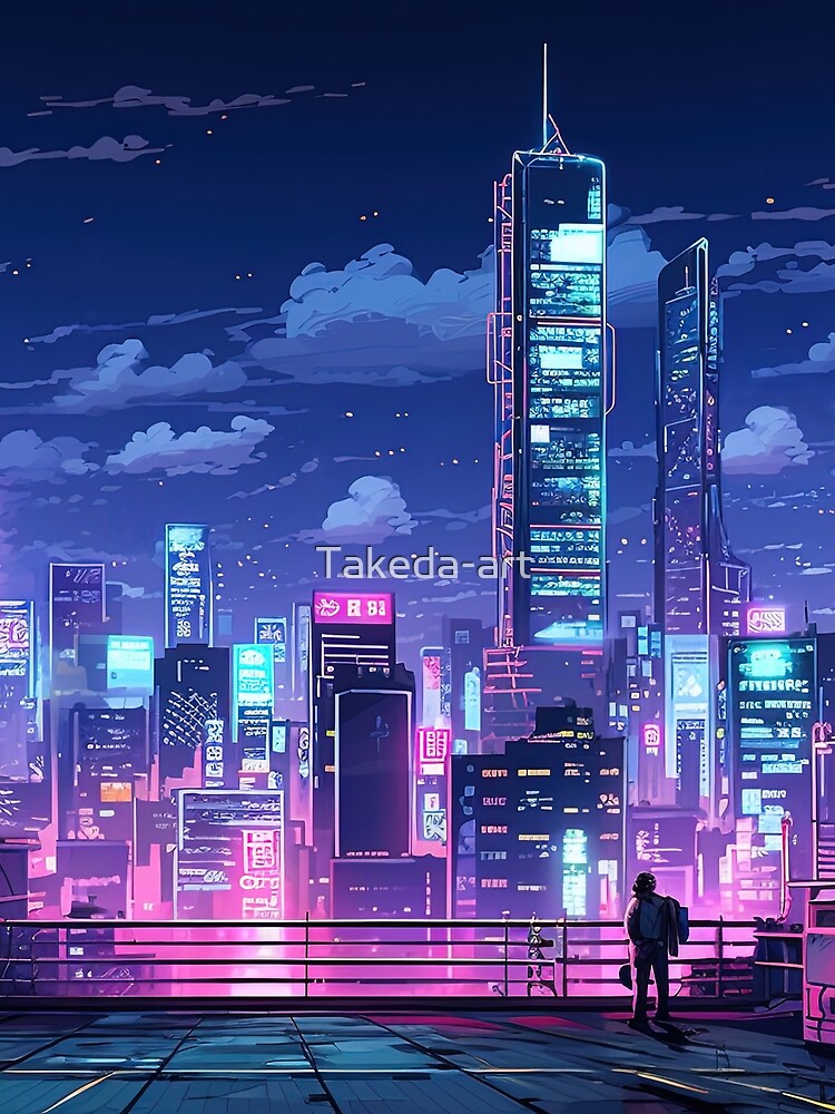 Cyberpunk Japan Rooftop by Takeda-art