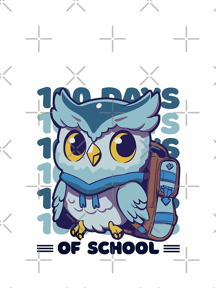 100 days of school typography featuring a Cute owl with a bagpack #1 by XYDstore