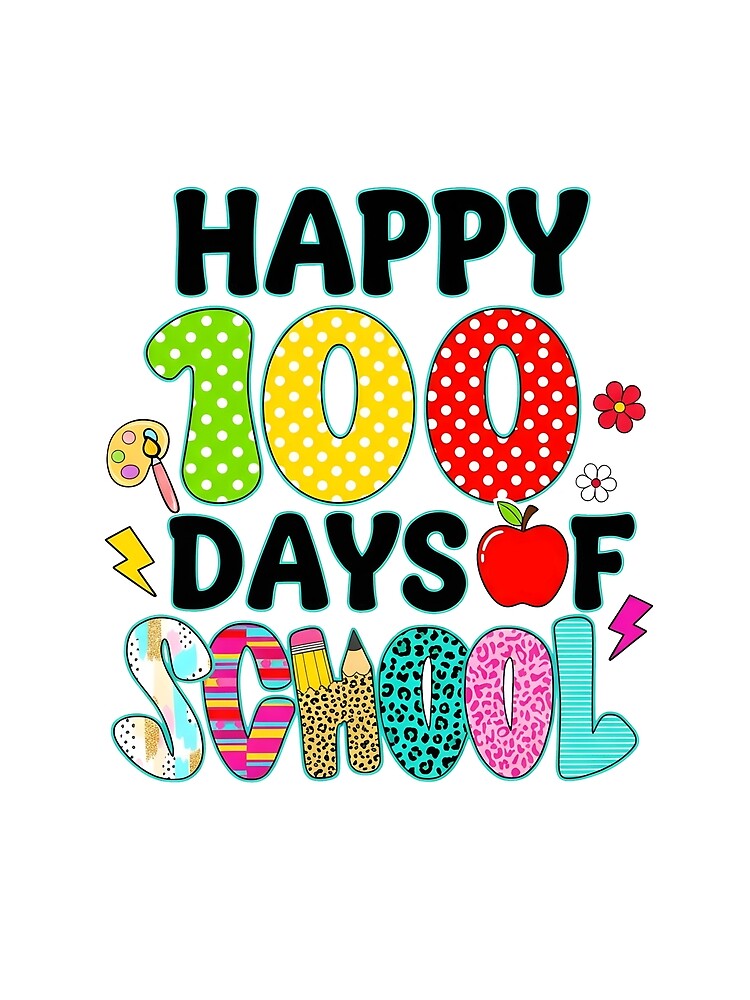 Happy 100 Days Of School Teacher Cute School by KroghDs