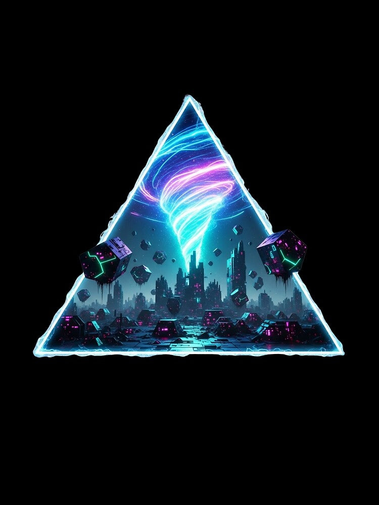 Neon Triangle Cyberpunk City – Sci‑Fantasy Portal Vortex by Dzblack
