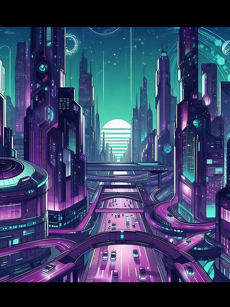 Neon Cyberpunk City by DragonPurple
