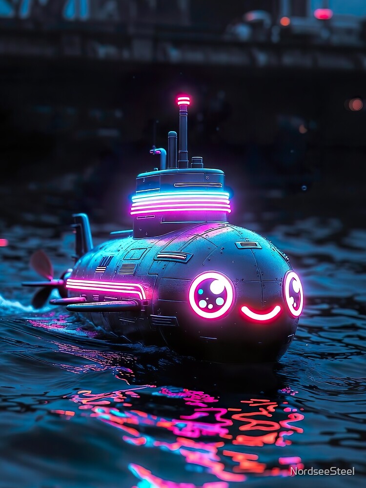 Cyberpunk Kawaii Neon Submarine – Night City Glow Baby by NordseeSteel