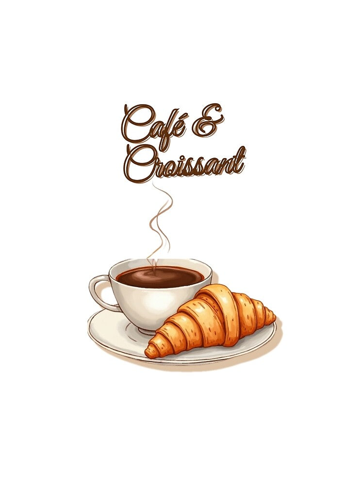 "Elegant Coffee & Croissant French Bakery Art" by Timeless Design