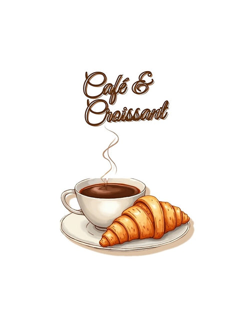 "Elegant Coffee & Croissant French Bakery Art" by Timeless Design