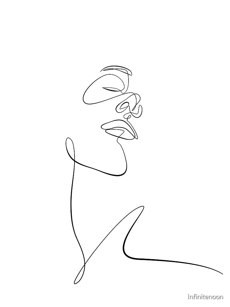 "Drained" Abstract Single Line Face Drawing by Infinitenoon