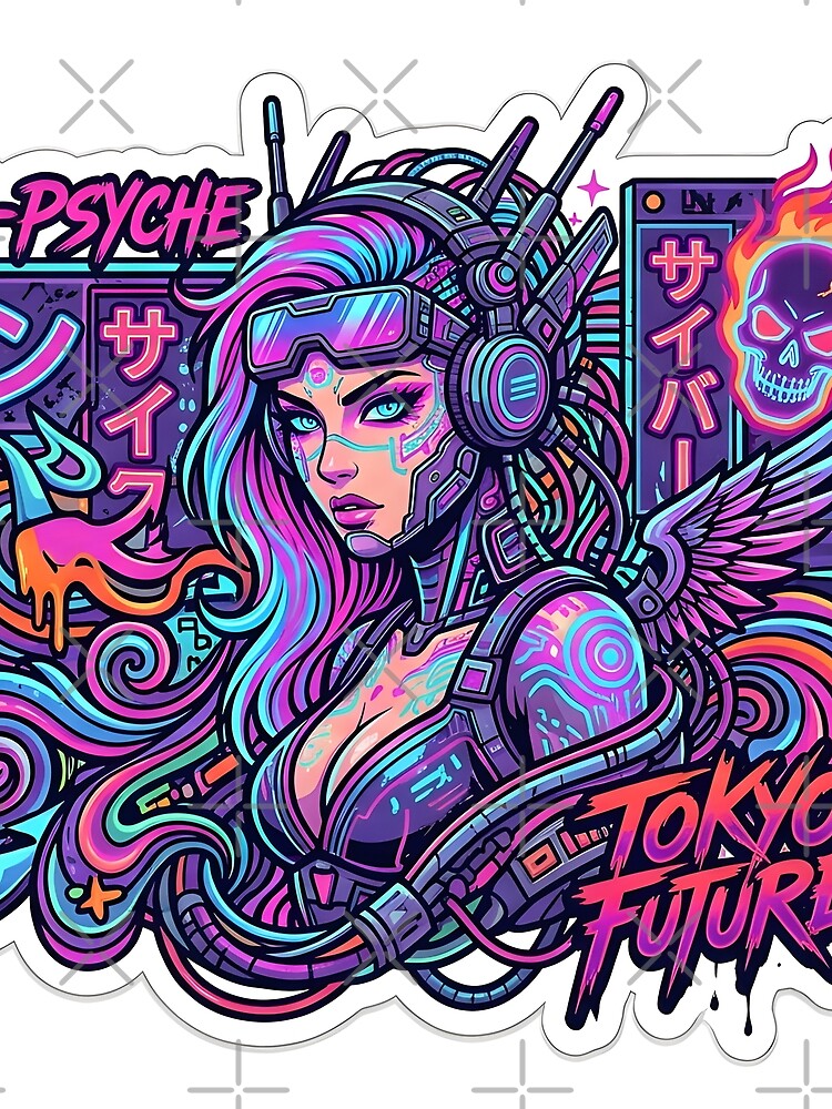 Cyber Psycho Anime Girl Vaporwave Art by ManuMax93