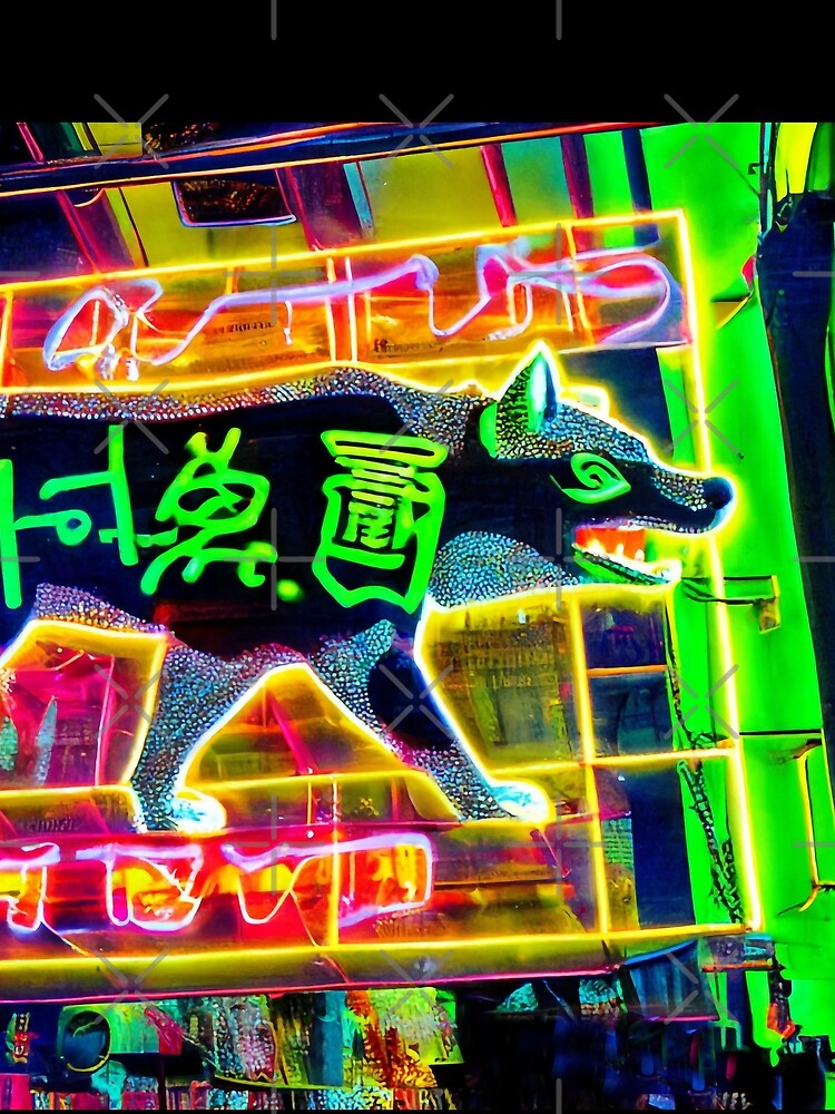 Cyberpunk Neon City Wolf 1 by moonbaseone