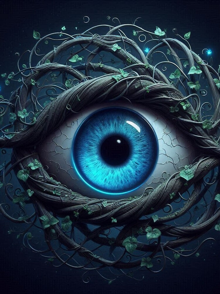 Botanical Eye – Evil Eye Symbol with Entwined Vines by ashokreddy343