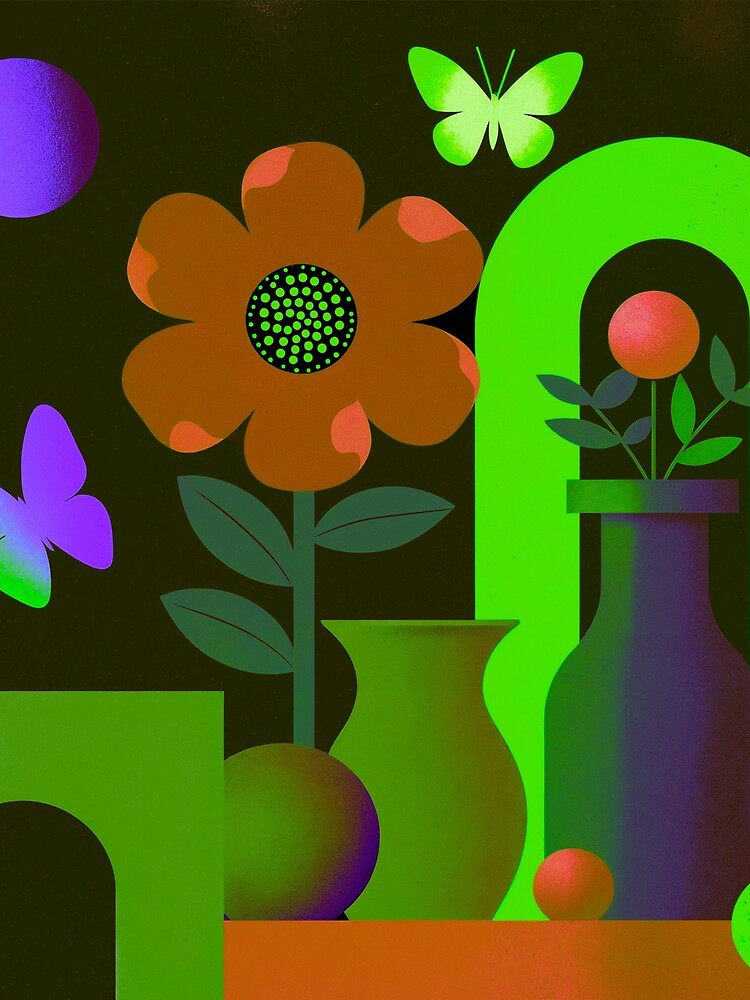 Electric Garden Portal | Neon Botanical Pop Art by joycrysstudio