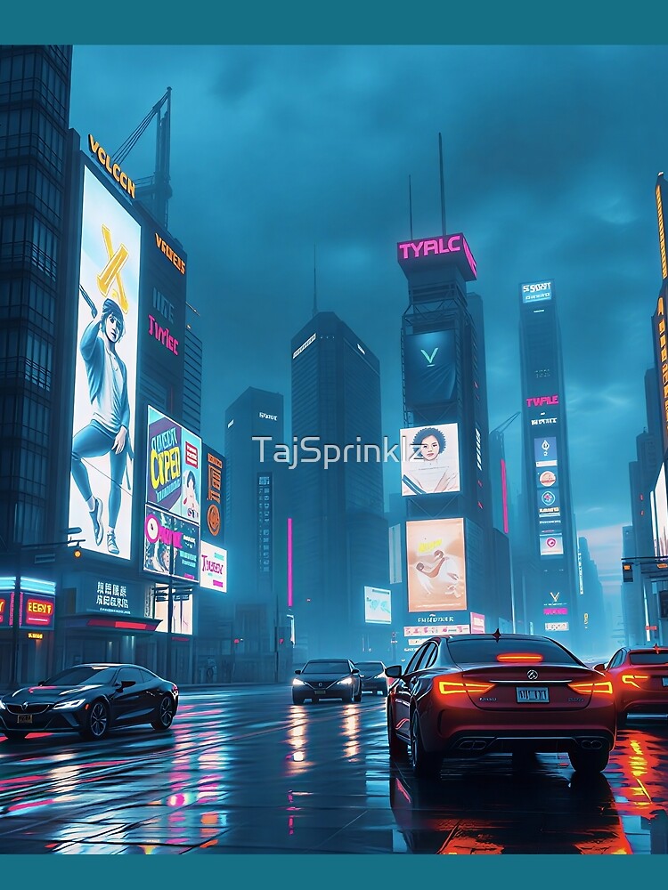 Neon City Nights Cyberpunk Poster by TajSprinklz