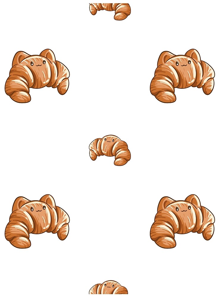Cute Croissant Cat Pattern - Kawaii Pastry Kitten Illustration by LYAN-STORE