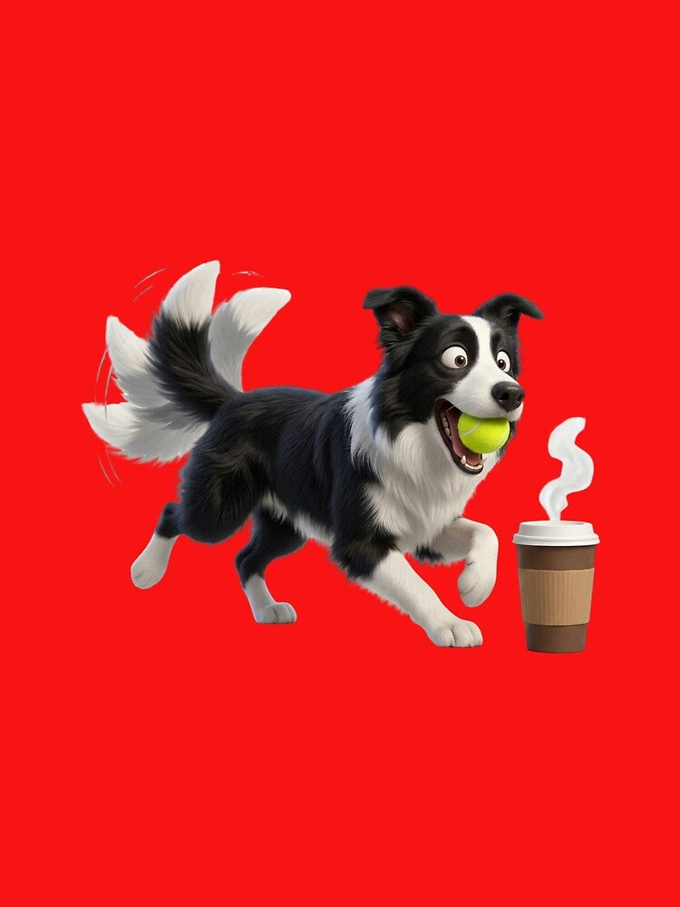 Funny Border Collie Unlimited Energy Caffeine Humor by CoffeeAndChao