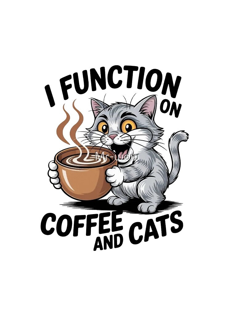 Crazy Cat Coffee Addict - Funny Morning Caffeine Art by Mr-wow
