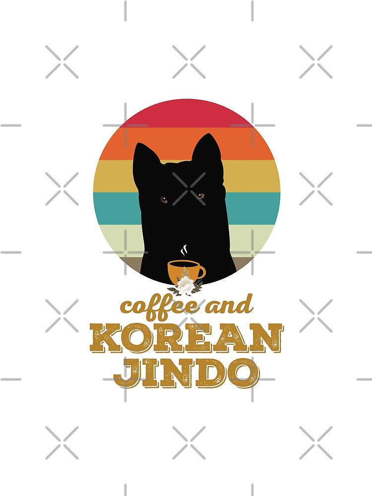 Coffee and Black Korean Jindo Dog - Retro Sunset Puppy Quote by sam0471