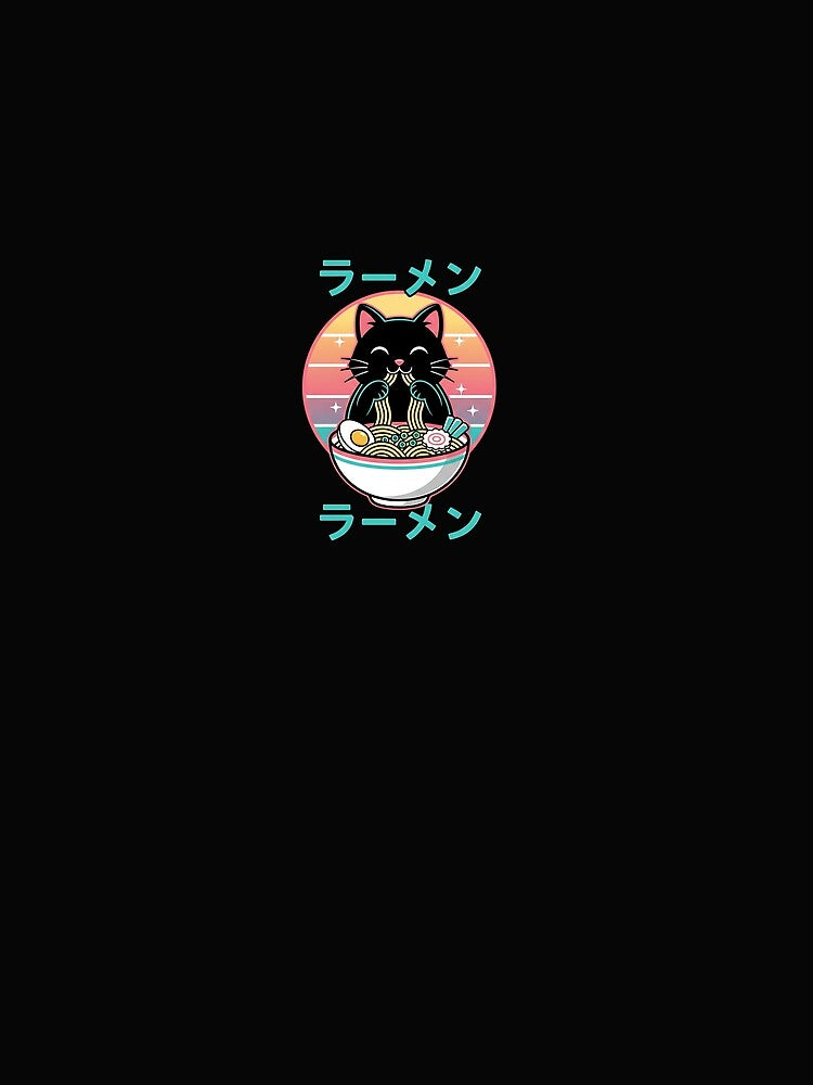 Anime Cat Eats Ramen Retro Kawaii Ramen Cat by SWEET-TINAPAY