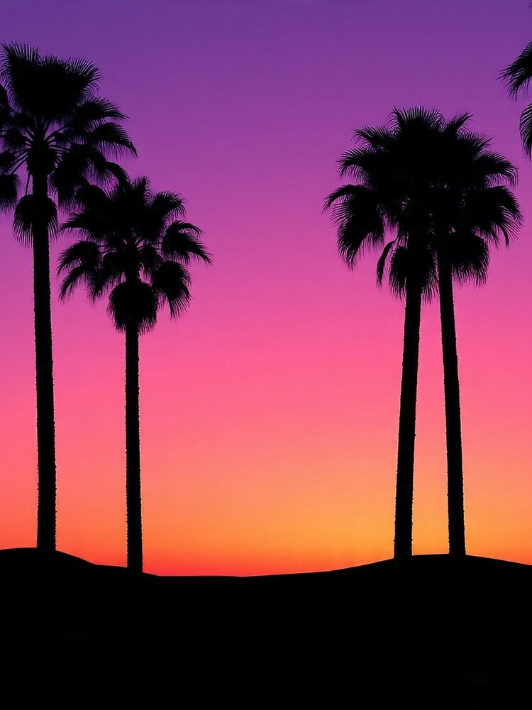 Minimal Palm Trees Sunset Landscape Aesthetic by Moodoncraft-
