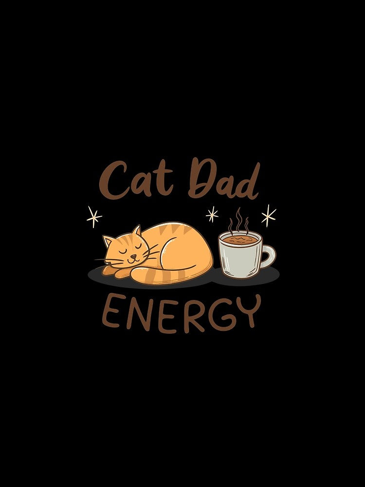 Funny Cat Dad Energy Design with Sleeping Ginger Tabby and Coffee Cup by Ahmed-khafagy