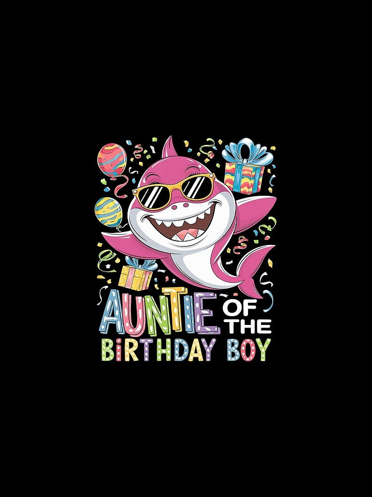 Auntie of the Birthday Boy Family Matching Party Shark by MythWoot