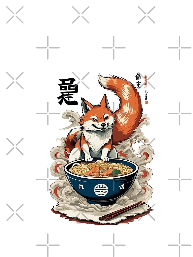 Kitsune Fuchs Ramen Retro Ukiyo-e Japan Kawaii by LuminOrb