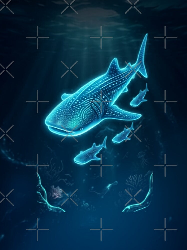 Glowing Whale Shark in the Deep Ocean | Bioluminescent Marine Life by @SHINTOSARTSTORE