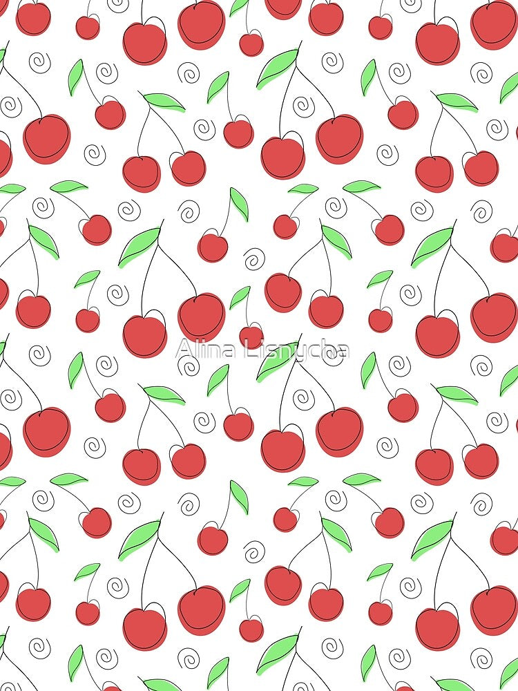 Abstract cherry doodle pattern by Alina Lisnycha
