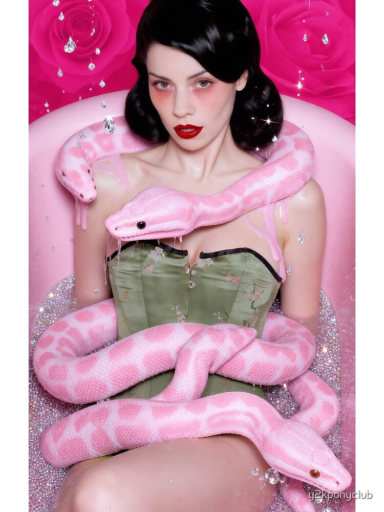Surreal Pink Snake Bathtub Portrait - Marina by y2kponyclub