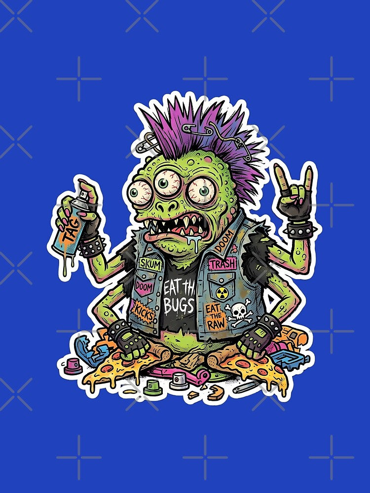 Punk Zombie Monster Sticker | Weird Horror Cartoon | Gothic Graffiti Art | Halloween Creepy Creature | Alternative Punk Rock Design by Bhaskar Digital Art