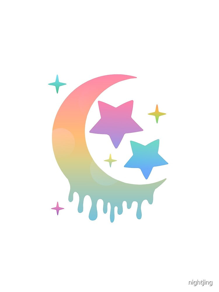 Pastel Moon and Stars (White) by nightjing