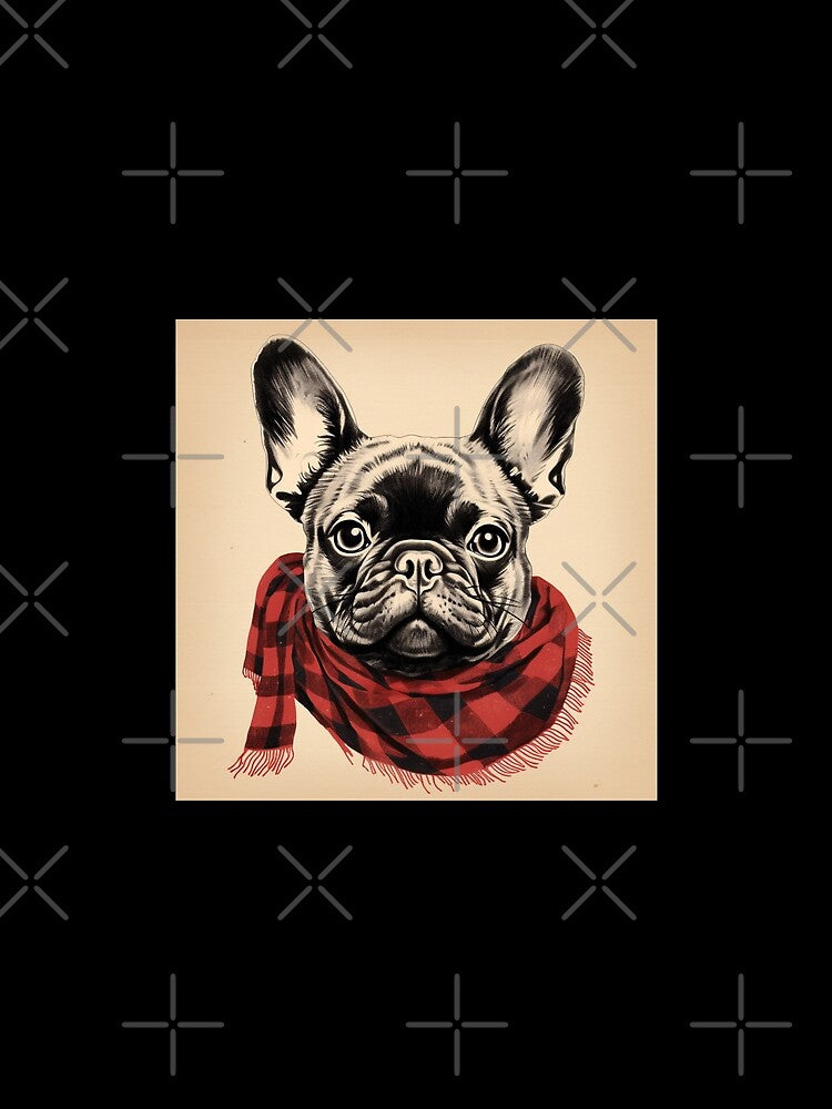 French Bulldog Christmas Plaid Watercolor by rafaeltto