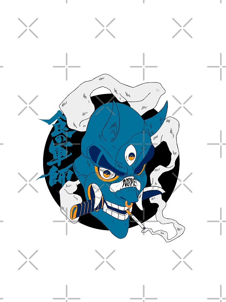 Japanese Samurai Oni Mask Urban Vaporwave Style by OWLvision33